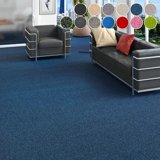 MY HOME Teppichboden »Zephyra, Schlinge, Made in Netherlands« rechteckig 8 mm Höhe Uni Farben, Breite 400 cm, strapazierfähig, Wohnzimmer, Schlafzimmer, blau