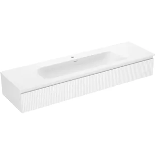 Mexen Rivel Badezimmer-Unterschrank 160 cm mit Waschbecken Vela, 1 Schublade, geriffelt, weiß matt - 91A20-16023-1-BF01-W23M01 - Weiß