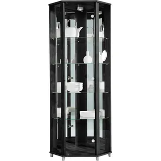 fif möbel Vitrine »TRIO«, Eckvitrine/Glasvitrine 1x Glastür, perfekt für Sammler, Sammlervitrine, schwarz