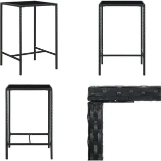 vidaXL Garten Bartisch Schwarz 70x70x110 cm Poly Rattan und Glas - Bartisch - Bartische - Stehtisch - Stehtische - Schwarz