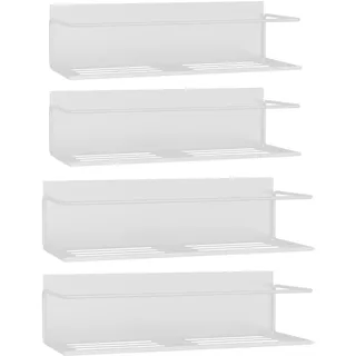 Roysili Gewürzregal für Kühlschrank, magnetisches Kühlschrankregal für Küche, Gewürz-Organizer, platzsparend, mit magnetischem Papierhandtuchhalter, weiß, 4er-Pack