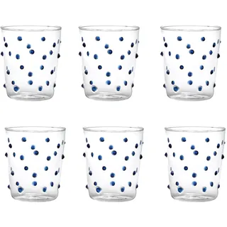 Zafferano Party Gläser Set aus Borosilikatglas im Polka Dot Design (Blau)