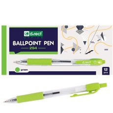 D.RECT 294 Kugelschreiber mit ergonomischer gummierte Griff für Büro und Haushalt Strichstärke 0,7mm 12 Stück Grün