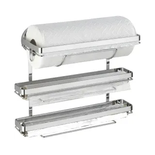 Wenko Magic-Loc Trio Küchenrollenhalter, Küchenrollenhalterung mit drei Fächern, 1 Stück