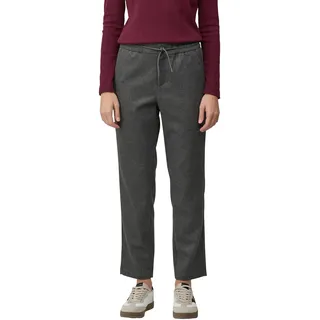Stoffhose S.OLIVER, Damen, Gr. 46, N-Gr, dunkelgrau melange, Flanell, Obermaterial: 65% Polyester, 33% Viskose, 2% Elasthan, meliert, regular fit knöchelfrei, Hosen Stoffhose, mit elastischem Bund