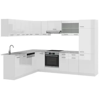 Vicco Winkelküche L-Form 227 x 287 cm Weiß Hochglanz
