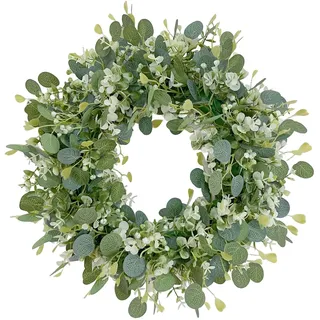 Avoik Eukalyptus Kranz für die Haustür 42 cm Eukalyptus Künstlicher Dekorative Kränze Grünkranz Künstliche Hängende Türkranz Wandkranz Frühlings Sommer Kranz Für Hochzeit Heimdekoration Dekoration
