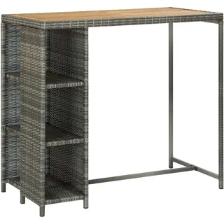 vidaXL 5-tlg. Gartenbar-Set mit Kissen Poly Rattan Grau - Grau