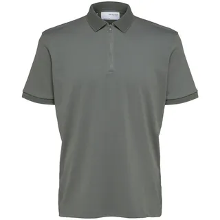 SELETED Homme Herren SLHFAVE Zip SS Polo Poloshirt, Agave Green, XXL