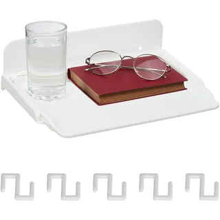 Relaxdays Betttisch zum Kleben ausziehbar HBT 8,5 x 30 x 22 cm