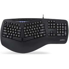 Perixx PERIBOARD-312 Ergonomic Backlit Keyboard with Split Design, Big Print Keys, 2 Extra USB Hubs, Black, US QWERTY International