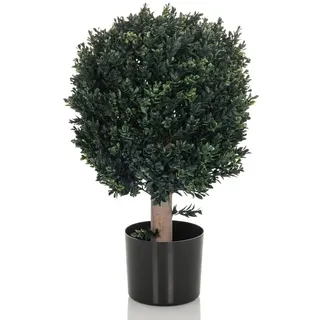 hjh OFFICE Kunstpflanze BUXUS Deko Pflanze künstlich 65 cm, pflegeleichter Kunstbaum, Indoor und Outdoor, Buchs-Baum Grün 871055