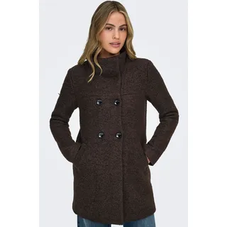 Langjacke ONLY "ONLNEWSOPHIA WOOL COAT OTW CC", Damen, Gr. S, chocolate torte detail:melange, Web, Obermaterial: 70% Polyester, 30% Wolle, meliert, regular fit Po-bedeckend, Jacken Langjacke, Materialmix