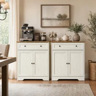 VASAGLE Küchenschrank im Landhausstil mit Schublade und 2 Türen 72 x 40 x 80 cm Weiß