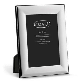 EDZARD Bilderrahmen Gela (für Foto 10 x 15 cm), edel versilbert, anlaufgeschützt, Samtrücken, 2 Aufhänger, zum Stellen und Hängen – Fotorahmen 10x15, Silberrahmen, Portraitrahmen, Geschenk Hochzeit