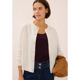 Strickjacke CECIL, Damen, Gr. XS (36), beige (oat milk beige melange), Strick, Obermaterial: 60% Baumwolle, 40% Viskose, unifarben, normal hüftlang, Rundhals, Flachstrickbündchen, Strickjacken Strickjacke, mit Knopfleiste