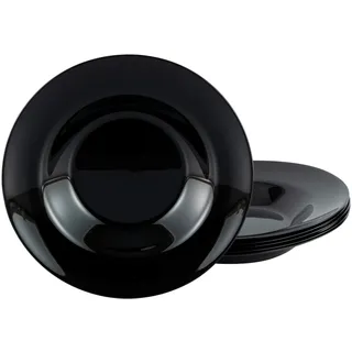 Luminarc Pastateller "Essteller" Teller Set für 6 Personen, Glas, schwarz