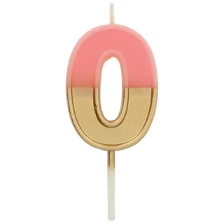 Folat - Kerze Retro Ziffer/Zahl 0 Pink