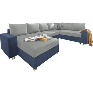 Collection AB Wohnlandschaft »Paris U-Form« mit Federkern, wahlweise mit Bettfunktion und Bettkasten, blau