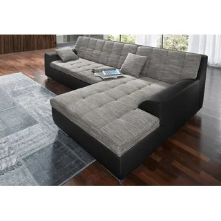 DOMO collection Eckcouch Kunstleder 3-Sitzer Schwarz