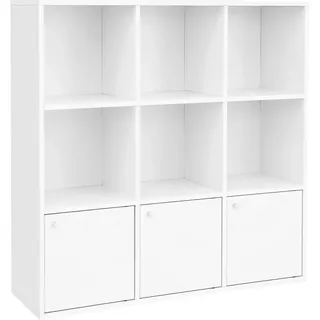 Vasagle Würfelregal mit Türen 97,5 cm x 97,5 cm x 29 cm Weiß
