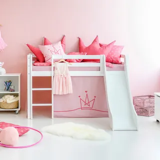 Hoppekids Hochbett Princess 81 x 168 cm Kiefer massiv weiß rosa