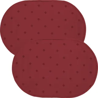 Erwin Müller abwaschbares Tischset, Platzset 2er-Pack Neuss im Rautendesign Burgund Größe oval: 35x50 cm - acrylversiegeltes Gewebe für leichtes Wischen