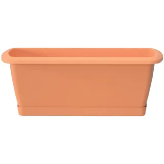 Teilen Sie Jardinera mit Plastikunterstützung in Terrakotta Farbe 59 (Länge) x 18,4 (Breite) x 14,5 (hoch) cm