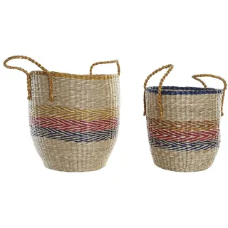 DKD Home Decor Körbe Set Orange Grün Seegras (35 x 22 x 46 cm) (2 Stück) (Referenz: S3018631)