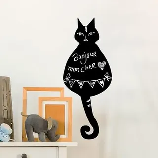 Ambiance Sticker Kreidetafel – Wandsticker, selbstklebend, abwischbar, Motiv: Katze, 55 x 20 cm