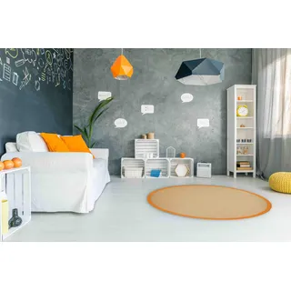 carpetfine Sisalteppich CARPETFINE "Sisal", orange, H:5mm Ø:120cm, Sisal, Teppiche, Sisalteppich, mit farbiger Bordüre, Anti-Rutsch Rückseite