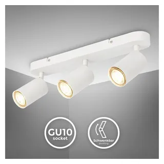 B.K.Licht – Deckenlampe schwenkbar, GU10 Deckenleuchte, 3-flammige Lampe, Deckenspot, Wohnzimmerlampe, Schlafzimmerlampe, Küchenlampe, 39 cm Länge, Weiß
