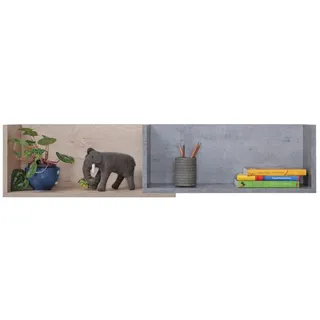 Deine Möbel 24 Kinder-Wandregal Simon 14 Grau/Weiß/Sonoma Eiche , Grau, Weiß, Sonoma Eiche , Holzwerkstoff , 110x25x25 cm , Wohnzimmer, Regale, Wandregale