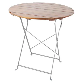 Biergarten Klapptisch Stehtisch klappbar Akazie Stahl Ø80cm - Silber