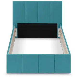 Halmon Schlafkomfort Betten Polsterbett Dalas Blau 100 x 200 x 40 cm Stauraum Ohne Matratze und Lattenrost , Holz , 100x200 cm , Schlafzimmer, Betten, Polsterbetten