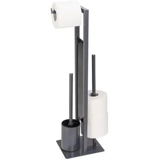 Wenko WC-Garnitur Rivalta Grau/Schwarz