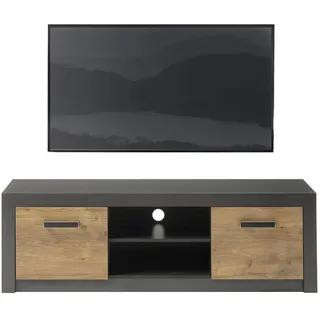 furn.design TV-Lowboard "Beveren" Kastanie grau TV-Unterteil 153 x 49 cm - Naturbelassen, Grau