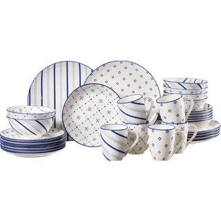 Kombiservice RITZENHOFF & BREKER "Fusion", blau, 30 Stk., Porzellan, Geschirr-Sets, Kombiservice, aus Porzellan für 6 Personen