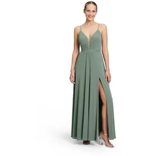 Vera Mont Damen Abendkleid mit Lurexfaden 44, Green/Silver