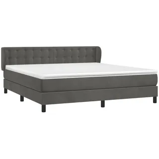 vidaXL Boxspringbett mit Matratze Dunkelgrau 180x200 cm Samt - Grau