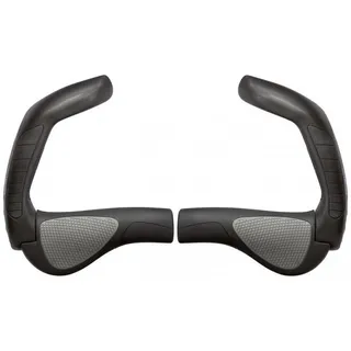 Ergon GP5 Ergonomische Fahrradgriffe mit extra-langem Bar-End Schwarz/Grau 140/140 mm