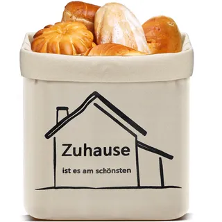 ZUZGO Brotkorb Stoff Brötchenkorb Brottasche 38 x 22 x 16 cm Brotbeutel Brotkorb Baumwolle