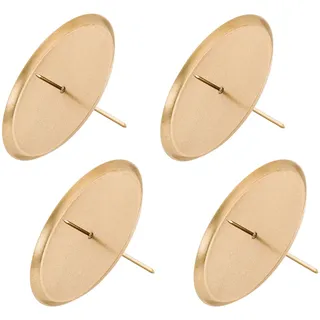 Spetebo Kerzenpick mit Dorn in Gold - 4er Set / 10cm - Adventskranz Weihnachtsgesteck Kerzenhalter Kerzenstecker Kerzenteller Kerzenpin