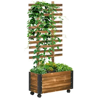 Outsunny Hochbeet mit Rankgitter 31 x 147 x 65 cm Dunkelbraun