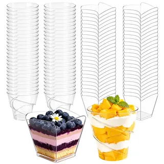 100 Stück Dessertgläser Plastik, Dessertbecher Plastik 160ml desert becher