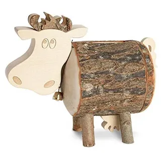 Sparschwein- Spardose Kuh Lotte aus Astholz mit Rinde - Spardose aus Holz - kreative Geldgeschenk Idee