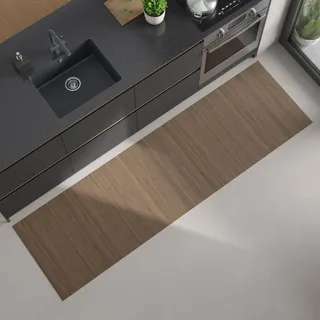 DE-COmmerce Bambus Küchenläufer Flow Taupe Maß ca. 50 x 140 cm pflegeleicht Küchenteppich Bambusteppich Teppich ohne Bordüre rutschhemmend