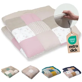 ULLENBOOM Krabbeldecke für Baby 140x140 cm - Dick und weich gepolstert | Außenmaterial: 100% Baumwolle, Alle Materialien OEKO-TEX zertifiziert, Made in EU, Schadstoffgeprüft und waschbar