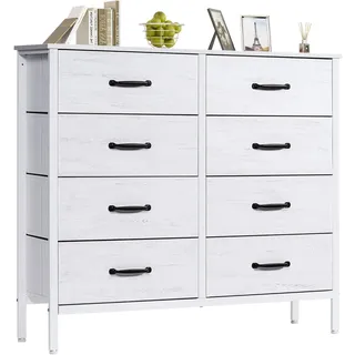 lyncohome Kommode mit Schubladen, Kommode aus Stoff, Sideboard TV Schrank mit 8 Stoffschubladen, Aufbewahrungsschrank Schlafzimmer Schubladenschrank Küche Ordnungsmöbel für Büro Flur