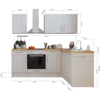 Respekta Winkelküche L-Form 220 x 172 cm Weiß